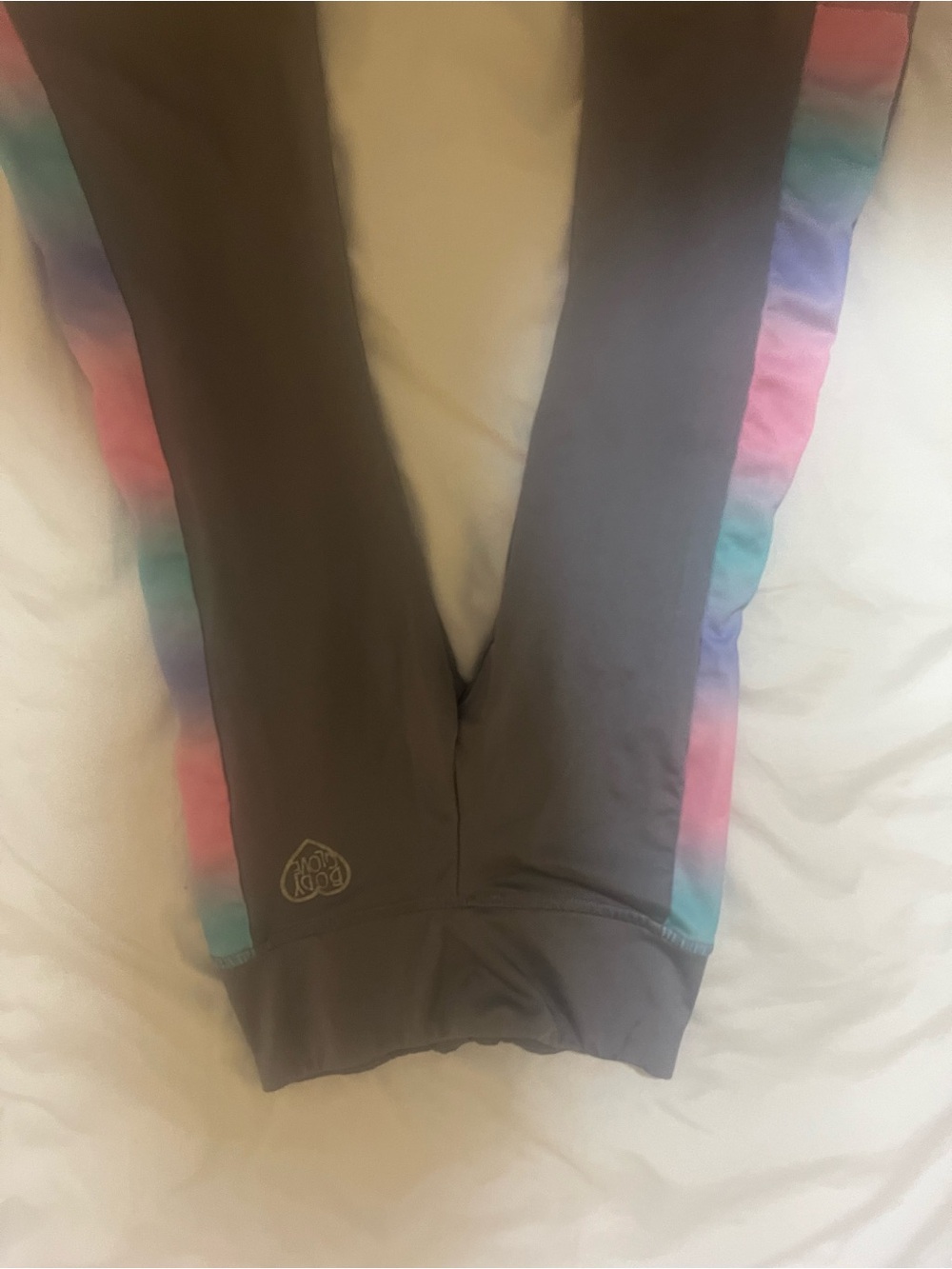 Gray Kids Leggings with Pastel Rainbow Side Panels